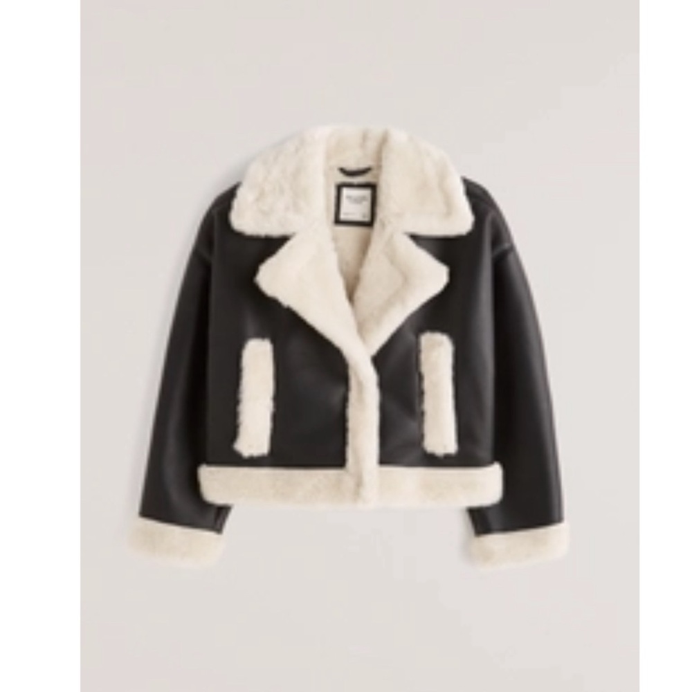 Abercrombie & Fitch vegan leather Sherpa fur jacket
